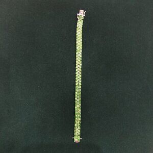 Oval & Round Russian Chrome Diopside Sterling 8 inch Silver Tennis Bracelet